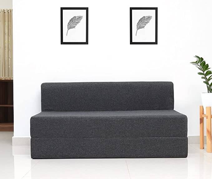 3 seater jute fabric foldable sofa bed
