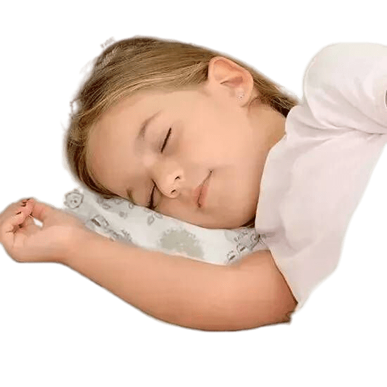 Toddler girl sleeping on KeaBabies pillow