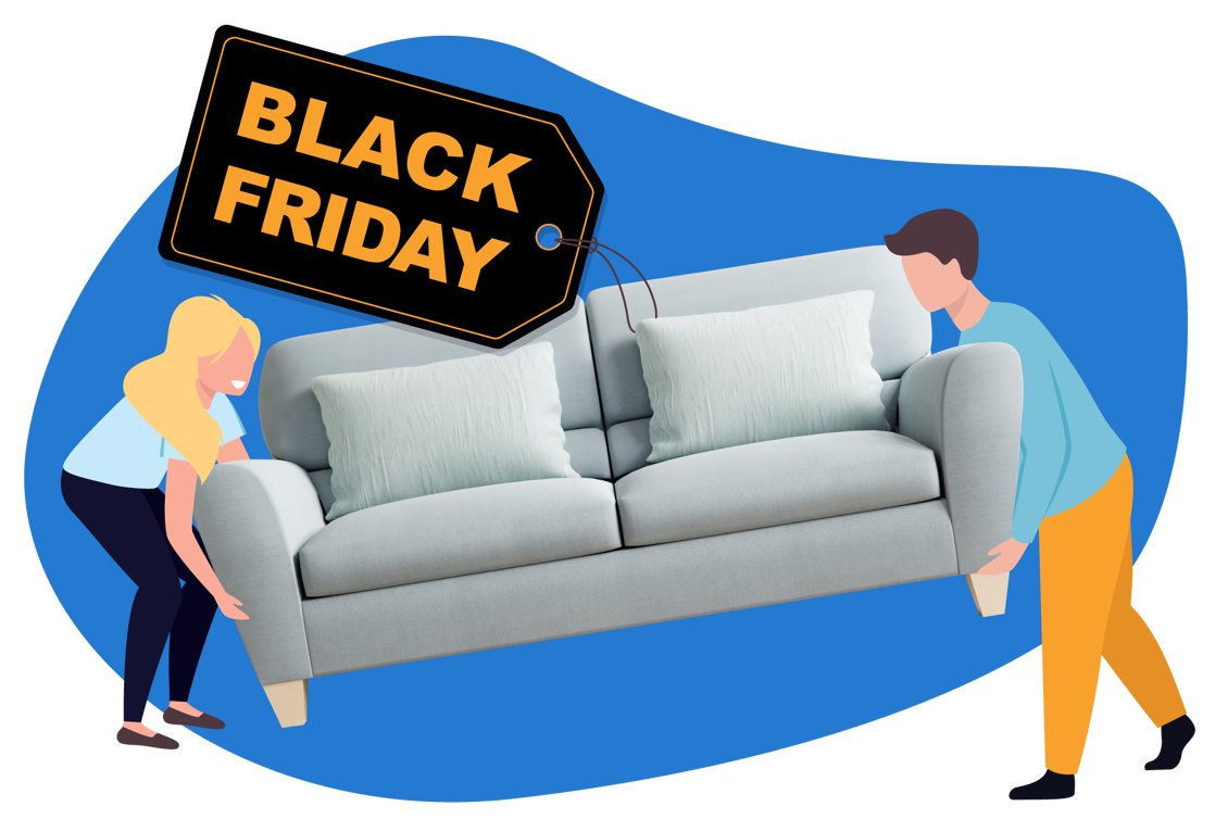 People grabbing Black Friday sofa deals.
